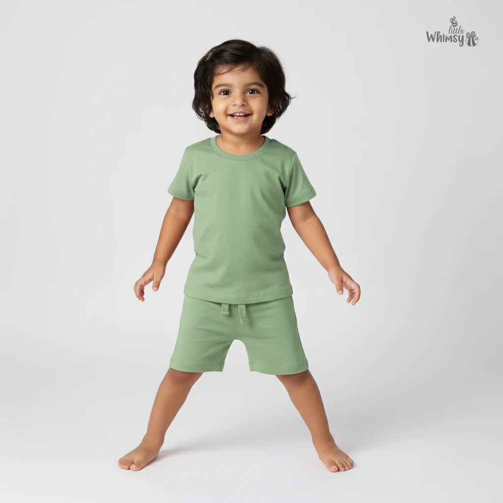 Moss Green Co-ord Set with Short Sleeves & Trousers