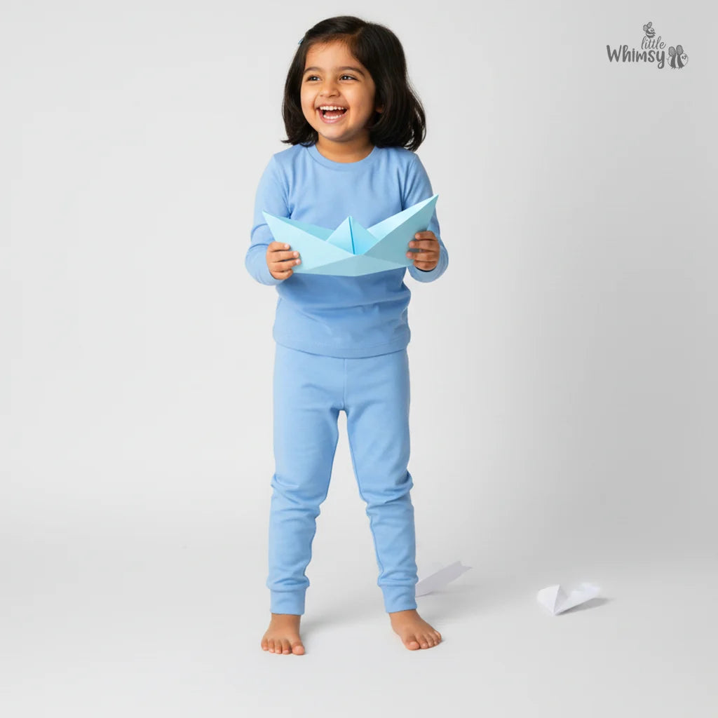 Light Steel Blue Co-ord Set with Full Sleeves & Trousers