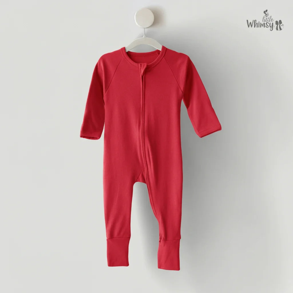 Cherry Red Full-Sleeve Baby Romper