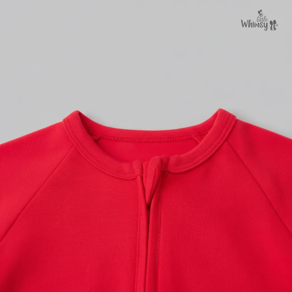 Cherry Red Full-Sleeve Baby Romper