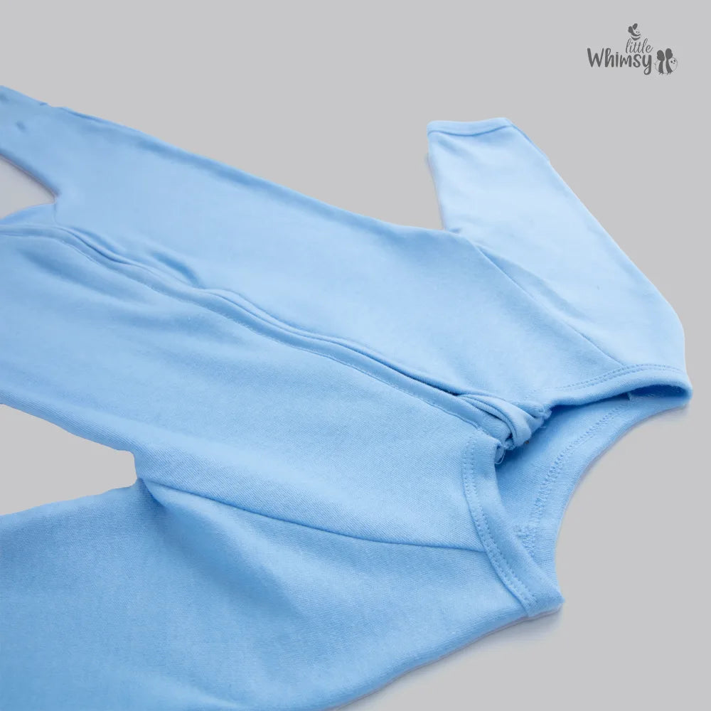 Light Steel Blue Full-Sleeve Baby Romper